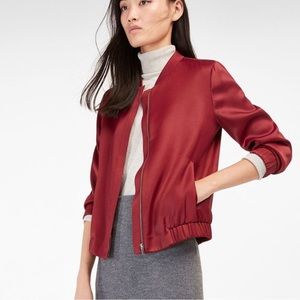 Massimo Dutti Burgundy Bomber Jacket